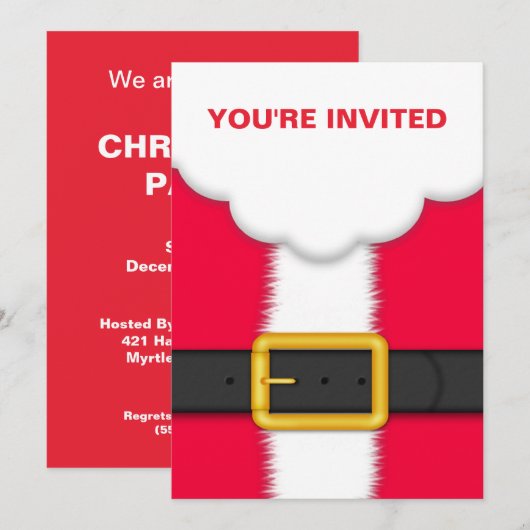 Kerstpak Kerstmis Party uitnodiging (Voorkant / Achterkant)