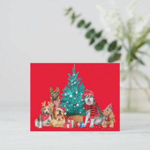 Kerstpak van honden onder het briefkaart