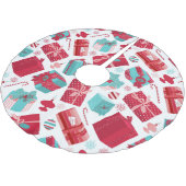 Kerstpakketten met rode en blauwe retro kerstboom rok (Gekanteld)