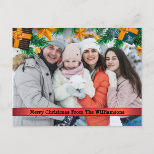 Kerstpakketten Pine Boughs Lijst Foto Feestdagenkaart