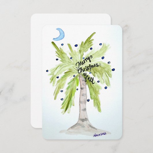 kerstpalm bedankkaart (Voorkant / Achterkant)