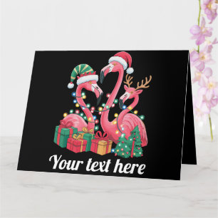 Kerstpalm Flamingo gepersonaliseerde kerstverlicht Kaart