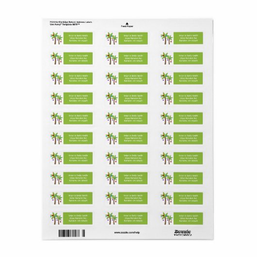 Kerstpalmboom aangepaste vakantie labels (Full Sheet)
