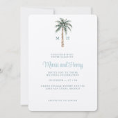 kerstpalmboom | Beach Wedding Monogram Kaart (Voorkant)