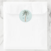 kerstpalmboom | Beach Wedding Monogram Ronde Sticker (Tas)
