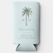 kerstpalmboom | Beach Wedding Monogram Seltzer Blikjeskoeler (Voorkant)