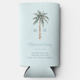 kerstpalmboom | Beach Wedding Monogram Seltzer Blikjeskoeler