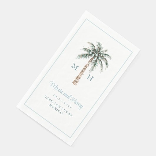 kerstpalmboom | Beach Wedding Monogram Servet (Hoek)
