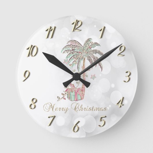 Kerstpalmboom, Cadeau, String Lights, Bokeh Ronde Klok (Voorkant)