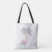 Kerstpalmboom, Cadeau, String Lights, Bokeh Tote Bag (Achterkant)