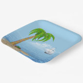 Kerstpalmboom en kat papieren bordje (Gebogen)