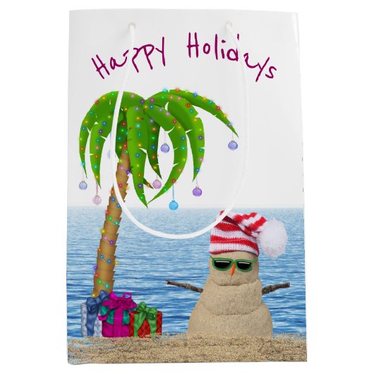 Kerstpalmboom in zand medium cadeauzakje (Voorkant)