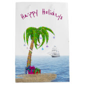 Kerstpalmboom in zand medium cadeauzakje (Voorkant)