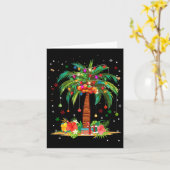 Kerstpalmboom licht Hawaïaanse tropische Kerstmis Kaart (Gele Bloem)