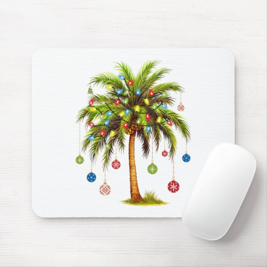Kerstpalmboom licht Hawaïaanse tropische Kerstmis Muismat (Met muis)