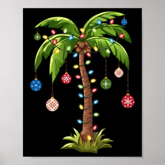 Kerstpalmboom licht Hawaïaanse tropische Kerstmis Poster (Voorkant)