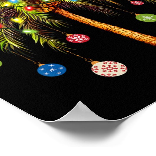 Kerstpalmboom licht Hawaïaanse tropische Kerstmis Poster (Hoek)