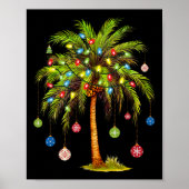 Kerstpalmboom licht Hawaïaanse tropische Kerstmis Poster (Voorkant)