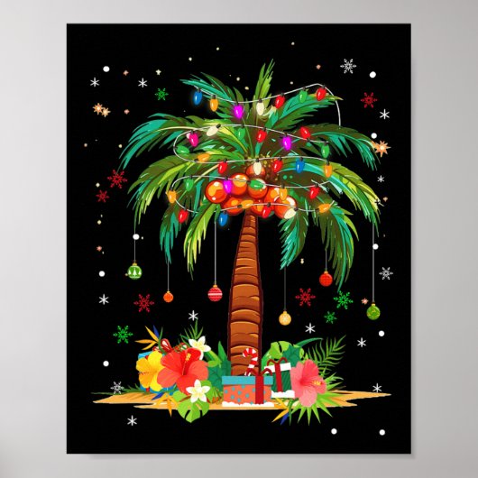 Kerstpalmboom licht Hawaïaanse tropische Kerstmis Poster (Voorkant)