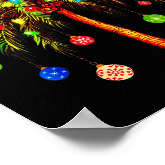 Kerstpalmboom licht Hawaïaanse tropische Kerstmis Poster (Hoek)