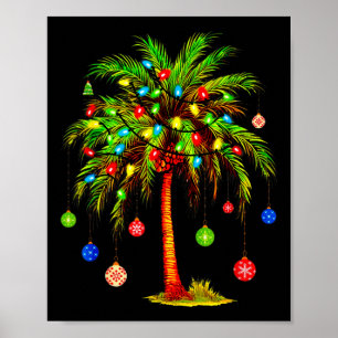 Kerstpalmboom licht Hawaïaanse tropische Kerstmis Poster