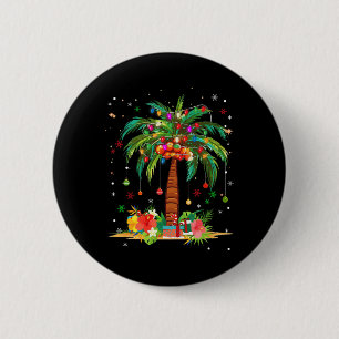 Kerstpalmboom licht Hawaïaanse tropische Kerstmis Ronde Button 5,7 Cm