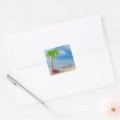 kerstpalmboom met geschenken vierkante sticker (Envelop)