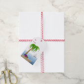 kerstpalmboom met schip cadeaulabel (Met Touw)