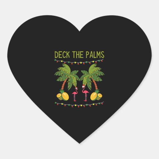 kerstpalmboom met vakantielampjes en hart sticker (Voorkant)