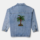 Kerstpalmboom, strand Aloha Kerstmis Denim Jacket (Achterkant)
