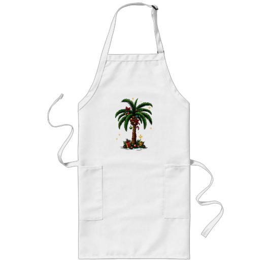 Kerstpalmboom, strand Aloha Kerstmis Lang Schort (Voorkant)