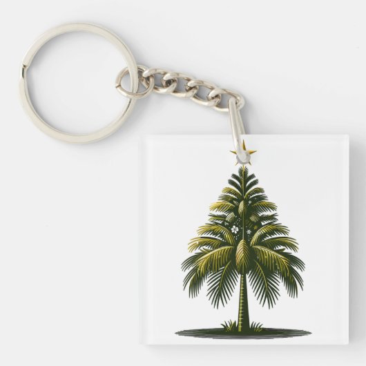 Kerstpalmboom, strand Aloha Kerstmis Sleutelhanger (voorkant)