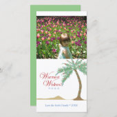 Kerstpalmboom strand verticale fotokaart feestdagenkaart (Voorkant / Achterkant)