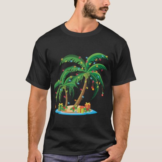 Kerstpalmboom Tropische feestdagen Gift Coconut Li T-shirt (Voorkant)