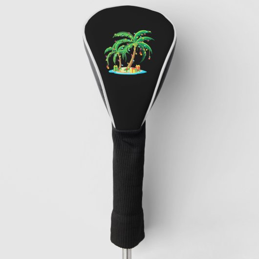 Kerstpalmboom Tropische Kerstcadeau Kokosnoot Golfheadcover (Voorkant)