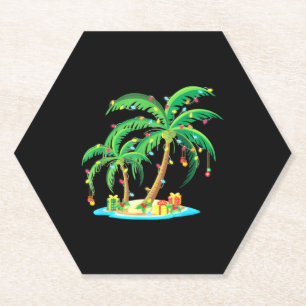 Kerstpalmboom Tropische Kerstcadeau Kokosnoot Kartonnen Onderzetters