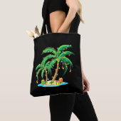 Kerstpalmboom Tropische Kerstcadeau Kokosnoot Tote Bag (Dichtbij)
