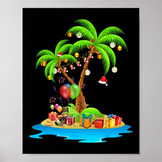 Kerstpalmboom Tropische kerstkokosnoot in overeens Poster (Voorkant)