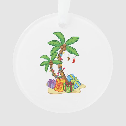 Kerstpalmboom Tropische kerstkonkoslichten Ornament (voorkant)