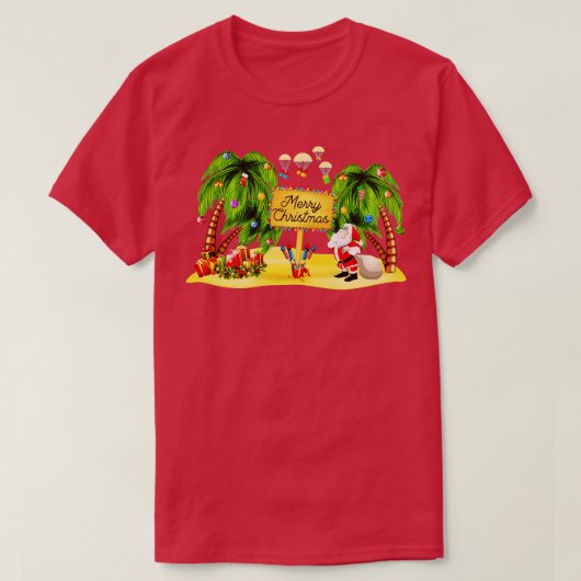 Kerstpalmboom Tropische kerstkonkoslichten P T-shirt (Design voorkant)