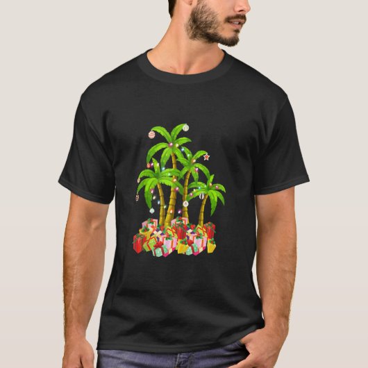 Kerstpalmboom Tropische kerstkonkoslichten P T-shirt (Voorkant)