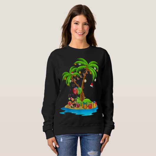 Kerstpalmboom Tropische kerstkonkoslichten P Trui (Voorkant volledig)