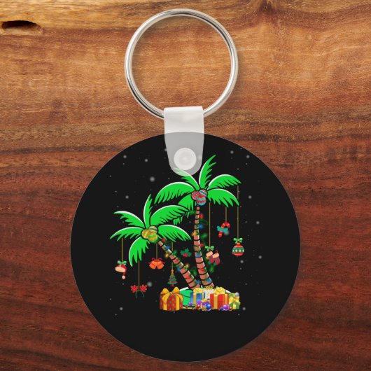 Kerstpalmboom Tropische kerstkonkoslichten Sleutelhanger (Voorkant)