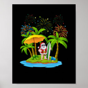 Kerstpalmboom Tropische kerstlichten Poster