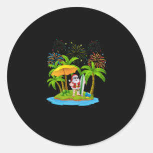 Kerstpalmboom Tropische kerstlichten Ronde Sticker