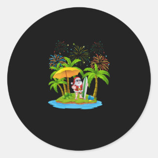 Kerstpalmboom Tropische kerstlichten Ronde Sticker