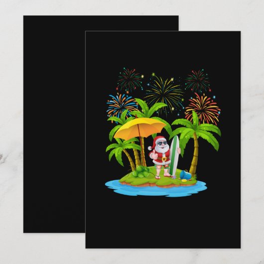 Kerstpalmboom Tropische kerstlichten Save The Date (Voorkant / Achterkant)