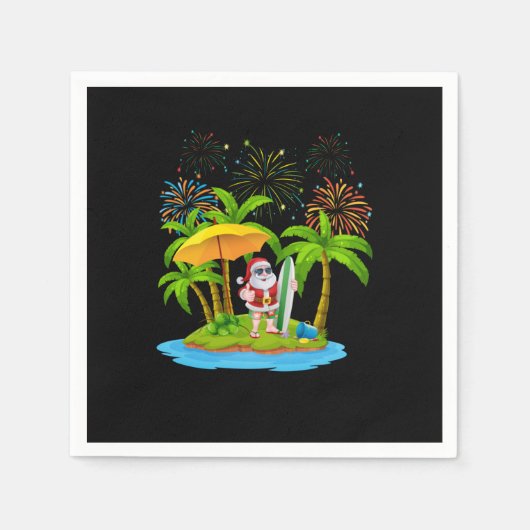 Kerstpalmboom Tropische kerstlichten Servet (Voorkant)