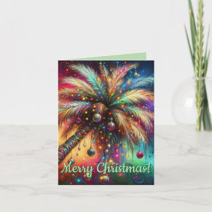 Kerstpalmboom Tropische Kust Strand Feestdagen Kaart