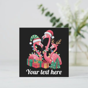 Kerstpalmflamingo gepersonaliseerde kerstlichten feestdagenkaart